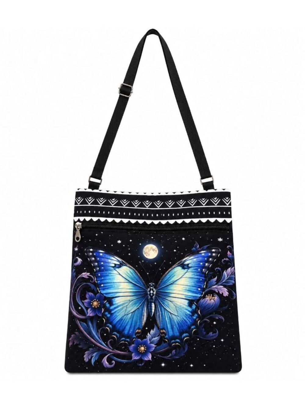 Moonlit Blue Butterfly Crossbody Bag